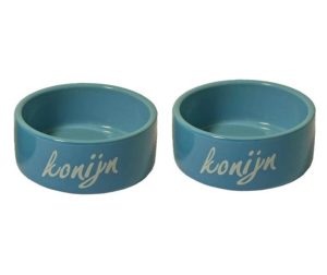 set twee konijnen voerbakken