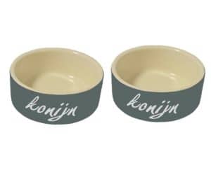 set twee konijnen voerbakken