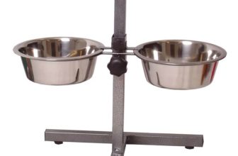 Honden/huisdieren voederbak en drinkbak H standaard 21 cm RVS - Voederbak - Hoogte verstelbare voerbak